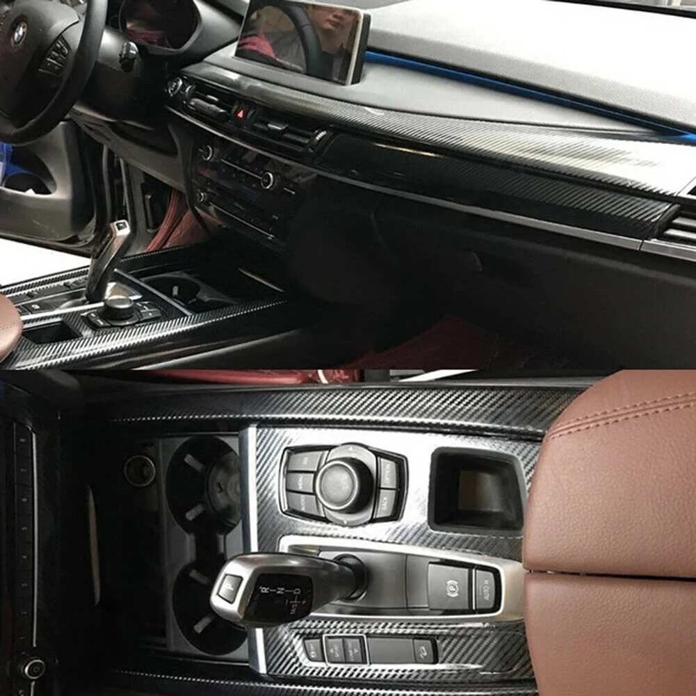 

Carbon Fiber Interior Cover Sticker 5D Right-hand Drive For BMW X5 E70 2008-2013 Center Console Armrest Stickers Decal Wrap Trim