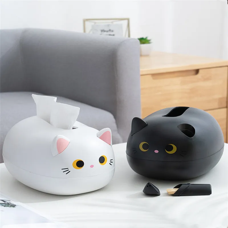 

Kawaii cat tissue box kitchen napkin storage box carton desktop toilet paper holder household multi-functional storage ornaments