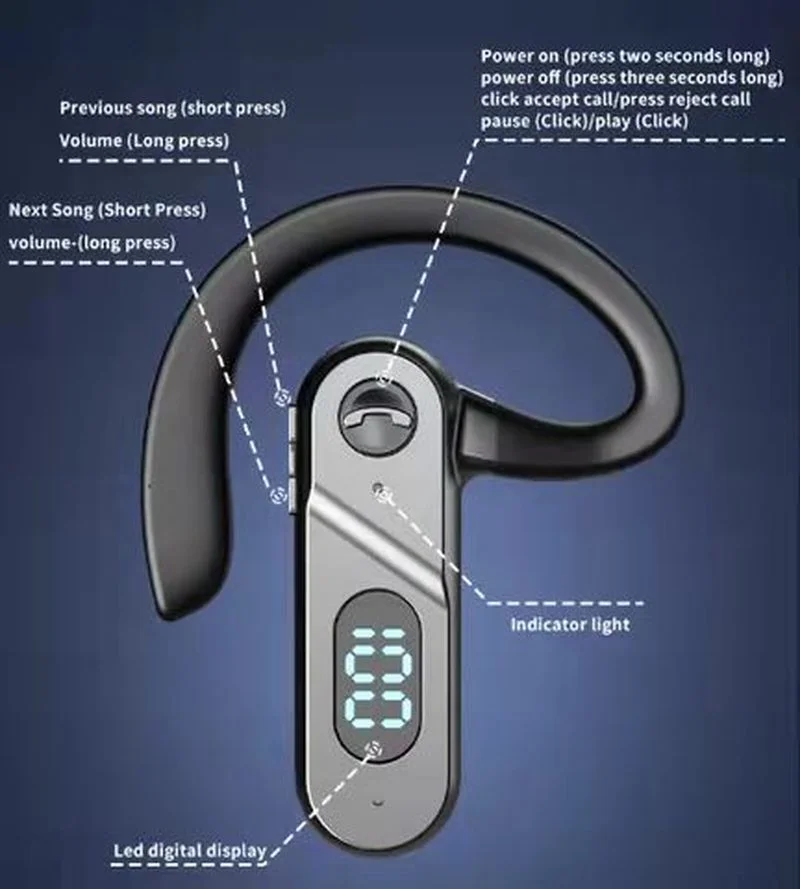 

The New V28 Ear-mounted Noise Reduction Business Digital Display 5.2 Sports Running Outdoor Car