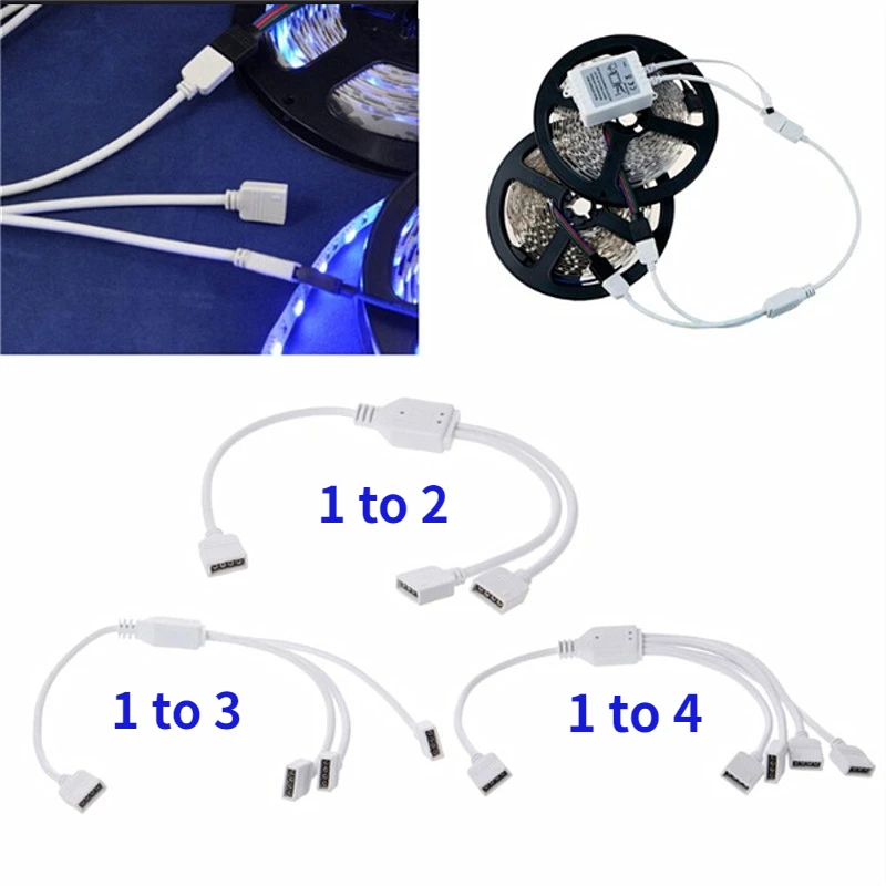 

2pcs 1 to 2/1 to 3/1 to 4 RGB Connector 30cm Female/Male Splitter 4pin Led Cable Connector for 5050 3528 RGB Led Strip Lights