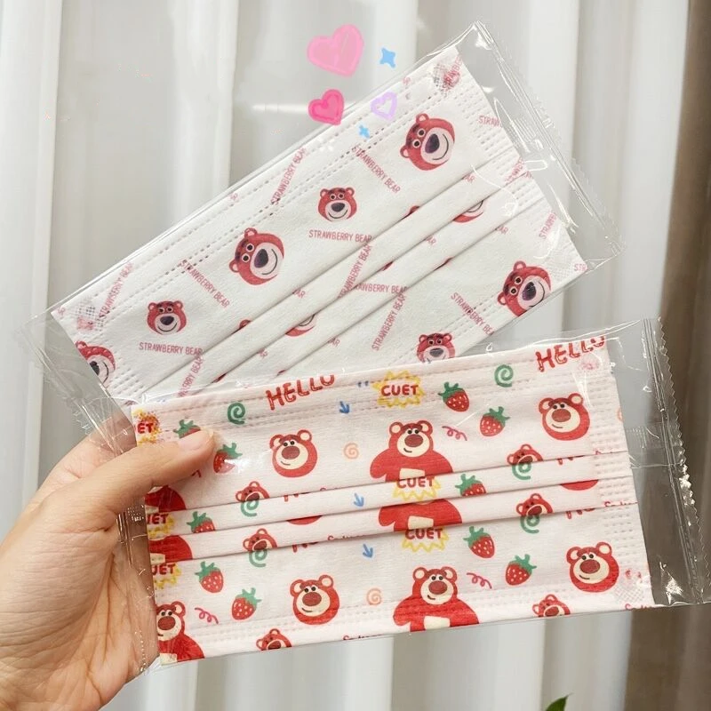 

Disney Kawaii Lotso Huggin Bear Disposable Face Mask Children Cartoon 3ply Girl Breathable Earloop Protective Masque Mascarilla