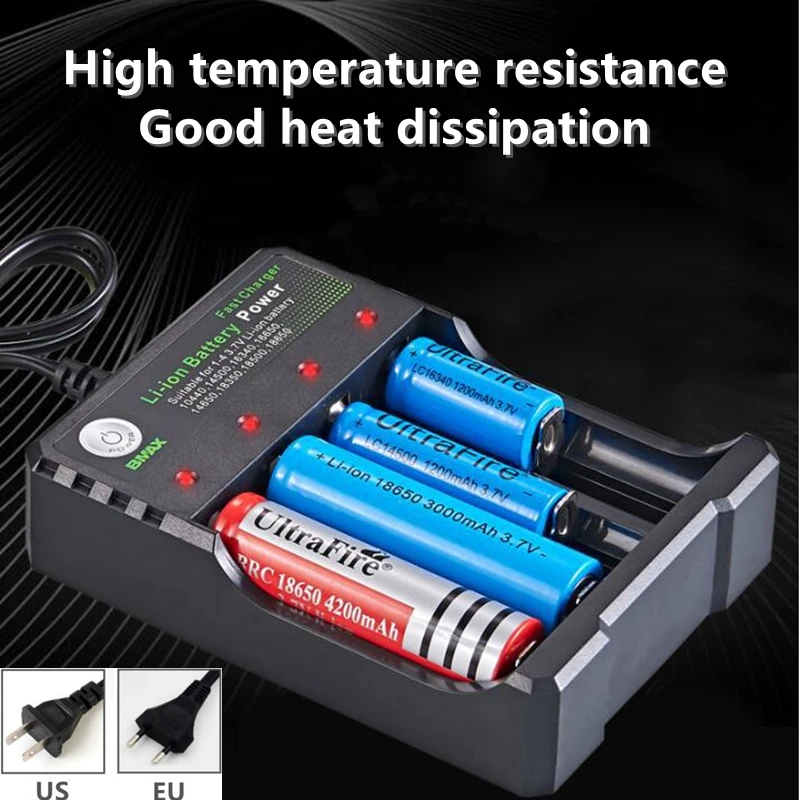 

3.7V 4.2V Four-slot Lithium Battery Multifunction 10440 14500 16340 16650 14650 18350 18500 18650 21700 AA AAA Battery Charger