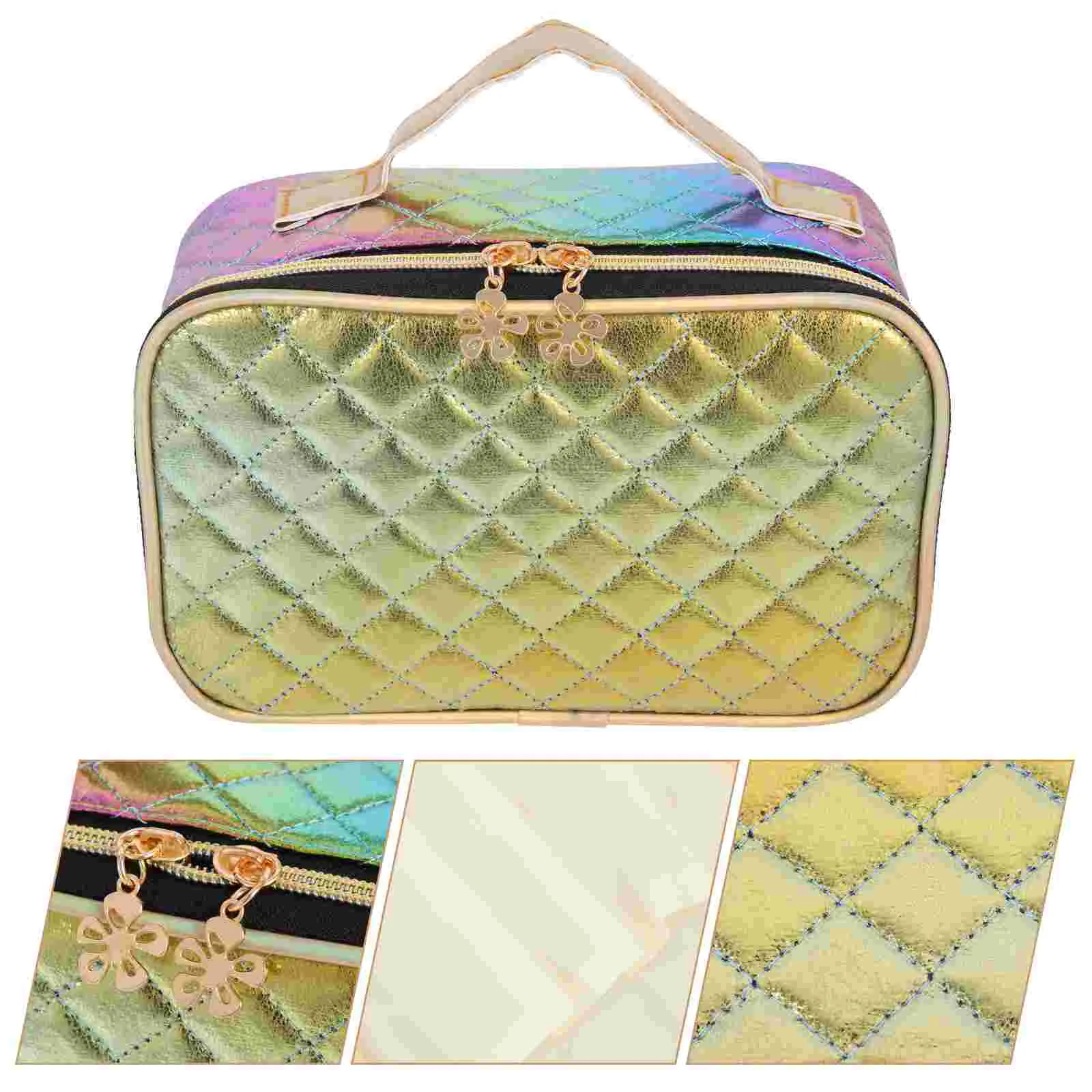 

Makeuptoiletry Storage Travel Organizer Pouch Waterproof Handbag Portablelarge Capacity Rhombus Organizing Zipper Patternsimple