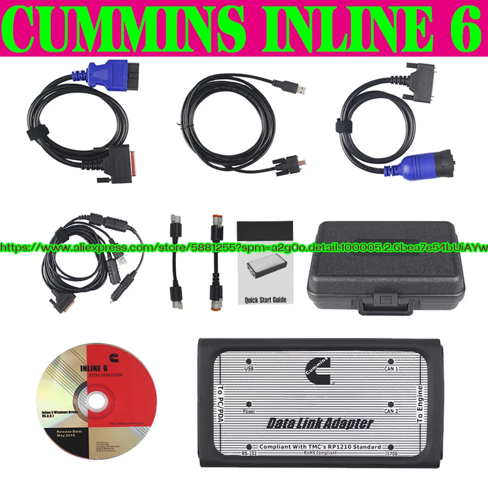 

2023 INLINE 6 Data Link Adapter Insite 8.7 Heavy Duty for Cummins Diagnostic Tool Scanner Interface Inline6 CAN Flasher Remapper