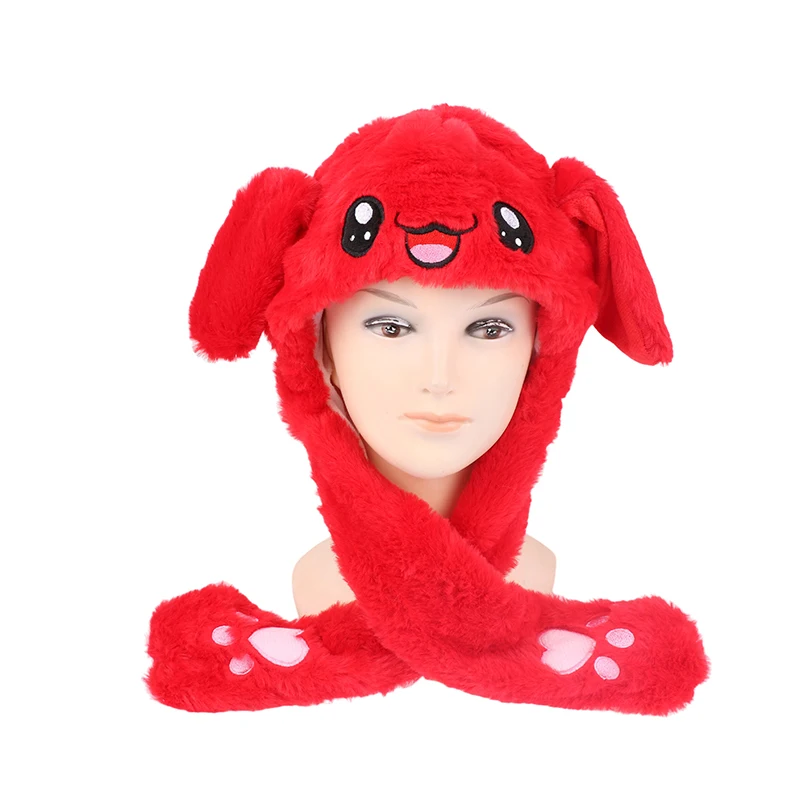 

Women's Movable Bunny Ears Hats With Lights For Girls Winter Plush Warm Rabbit Hat With Earflaps Balaclava With Ears Bonnet