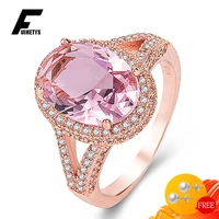 elegant 925 silver jewelry women ring for wedding engagement party ornaments oval pink zircon gemstones finger rings wholesale