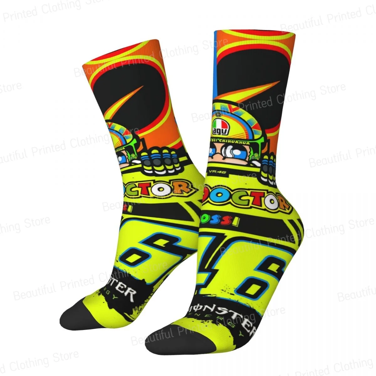 Rossi-Race мотоциклетные гонки мужские и женские носки с круглым вырезом