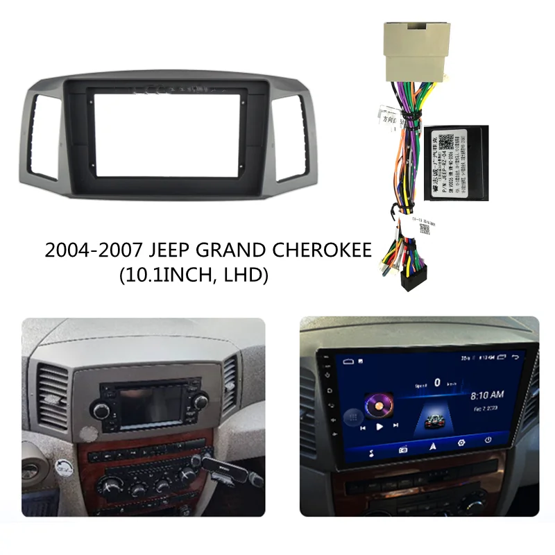 

2 Din 10,1 дюймовый автомобильный радиоприемник, пластиковая панель Fascia, рамка для Jeep Grand Cherokee 2004-2007, установка DVD GPS Mp5, комплект крепления для приборной панели