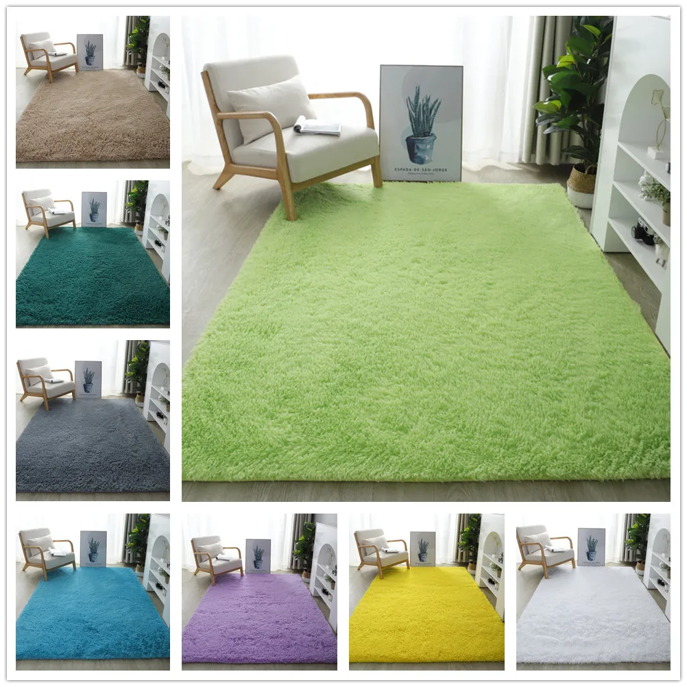 

Modern Living Room Carpet Long Plush Silky Bedroom Rug Children Play Mat Bay Window Hallway Kitchen Mat Carpets Floor Area Rug