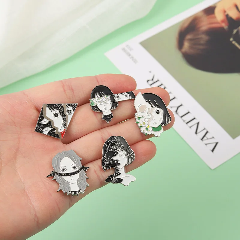 Брошь из сплава с изображением персонажей телевизора мультяшный череп для