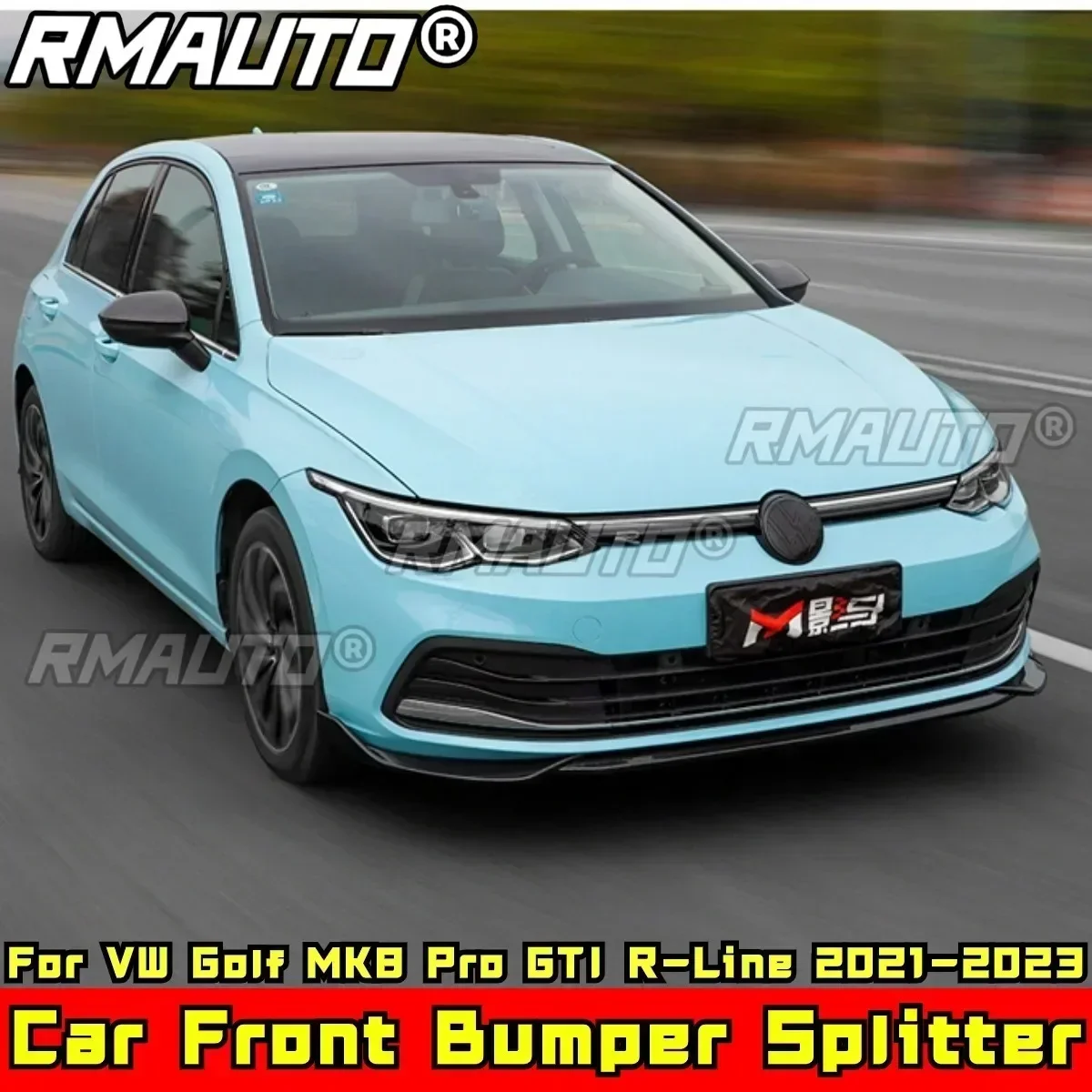 Для Golf MK8 Pro GTI R-Line Body Kit Спойлер переднего бампера Глянцевый черный VW 2021-2023