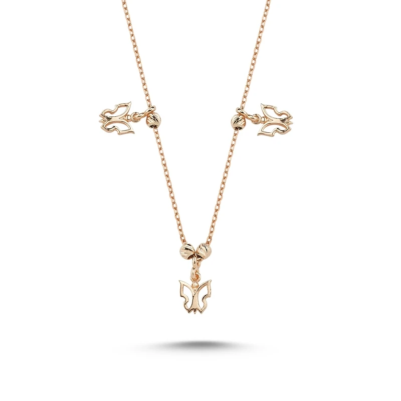 

Silver 925 Sterling Butterfly Patterned Sterling Dangle Necklace