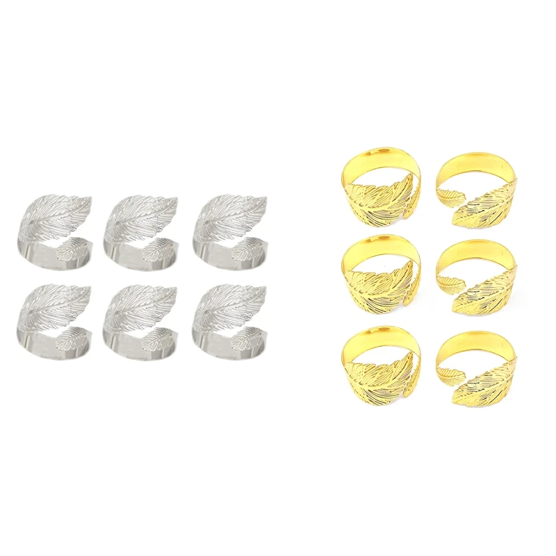 Leaf Napkin Rings Set Of 6,Leaves Napkin Rings For Table Setting,Metal Leaf Napkin Holder Rings For Holiday Party