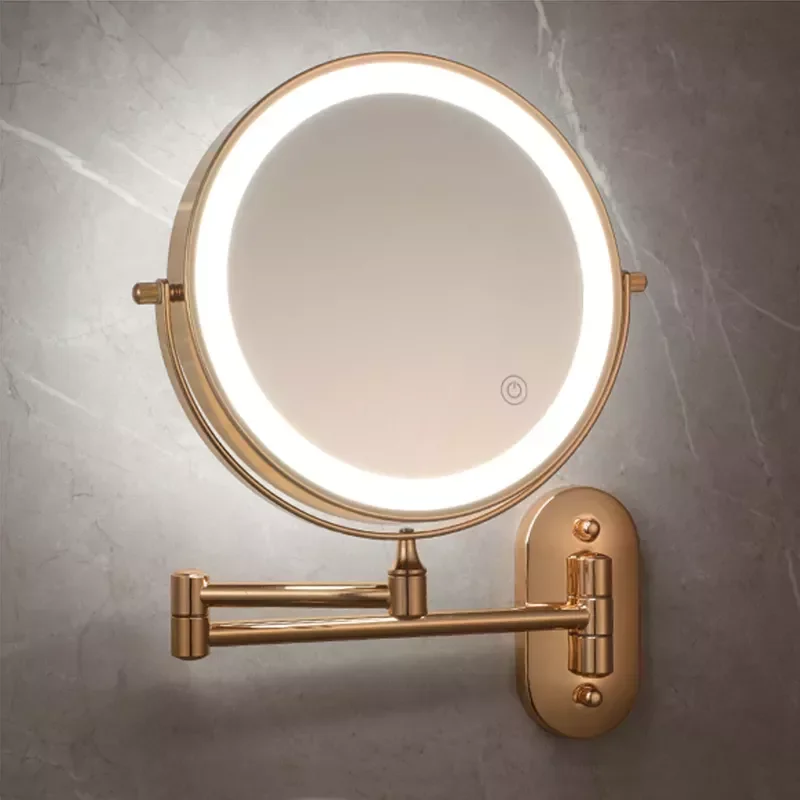 

inch Makeup Mirror Matte Golden 3x/5x/7x/10x Magnifying Double Side USB Charging Bathroom 3 color light Smart Cosmetic Mirrors