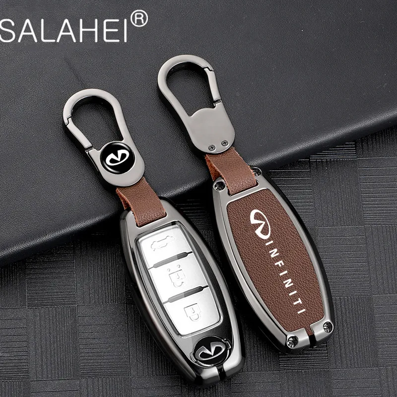 

Zinc Alloy+Leather Car Key Cover Case Shell Bag For Infiniti FX35 QX60 Q50 EX FX G25 Q60 Q70 QX55 G37 JX35 QX50 QX80 Accessories