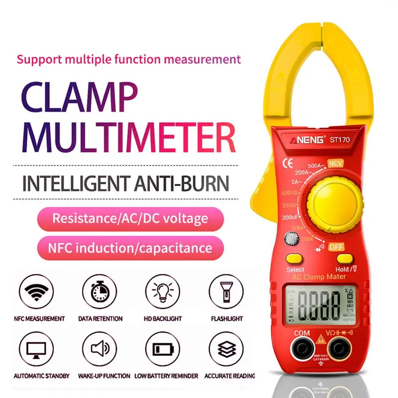 

1 Set ST170 Clamp Meter Multimeter Digital High Precision Meter Multimeter Portable Pincer Current Tester
