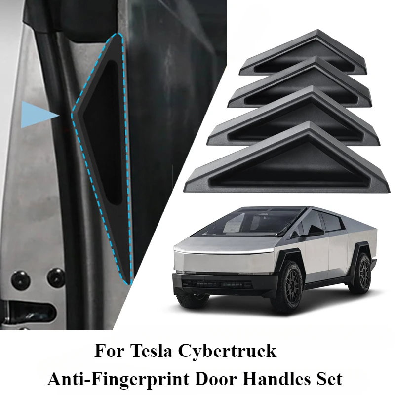 Фото Набор дверных ручек с защитой от отпечатков пальцев для Tesla Cybertruck 2024, устойчивые к отпечаткам пальцев дверные ручки, автомобильные автомобильные аксессуары №1