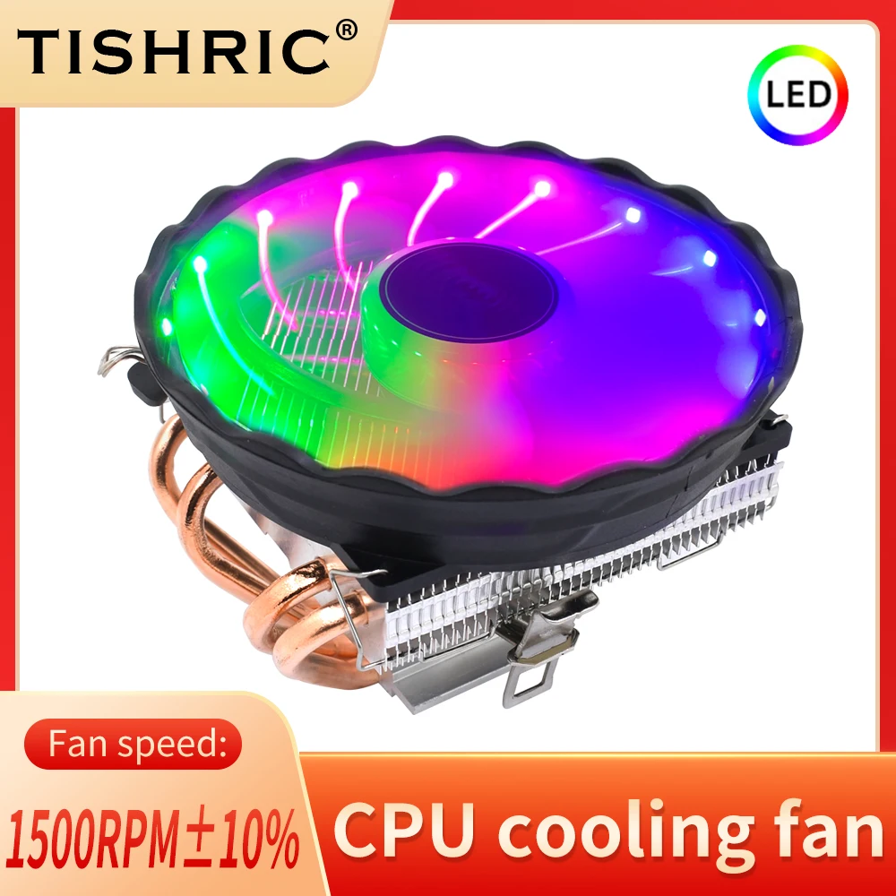

Кулер для процессора TISHRIC, 4 медных тепловых трубы, 4 Pin PWM RGB для Intel LGA 1150 1155 1200 1366 AMD AM3 AM4, вентилятор охлаждения процессора