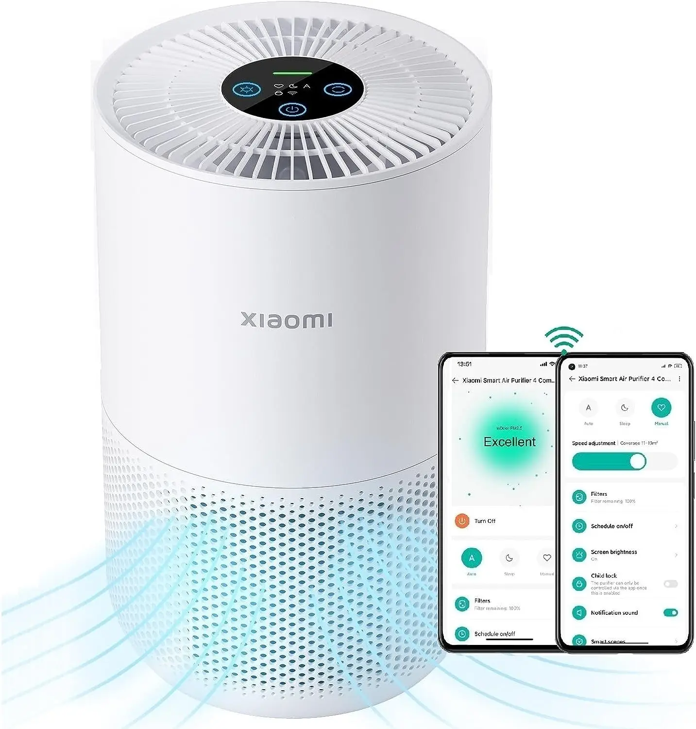 

Purifiers for Home Bedroom, H13 True HEPA Filter, Ultra Quiet, Smart Control, Air Quality Sensor, Small Large Room Cleaner for P