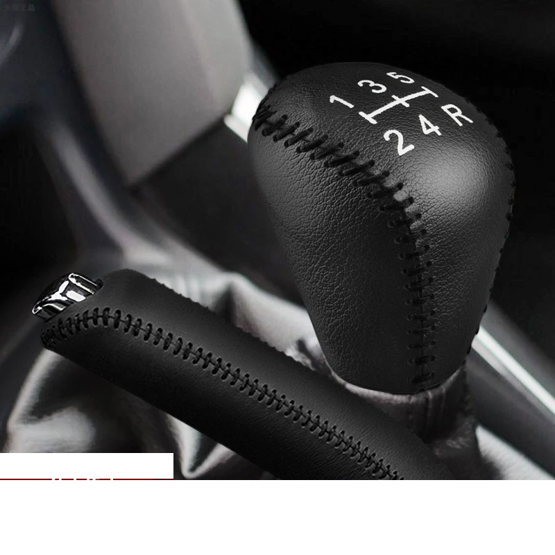 

leather car gear shift knob cover lever post cap handbrake for ford focus mk2 2004 2005 2006 2007 2008 2009 2010 2011 styling