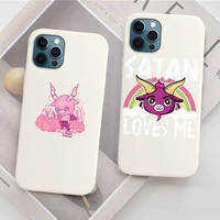 cute hell hail satan evil phone case for iphone 11 12 13 mini pro xs max 8 7 6 6s plus x xr solid candy color case