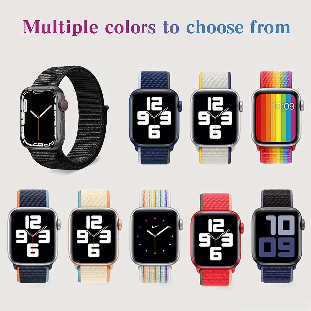 NEW Nylon Loop Strap For IWO Series 6 7 Smart Watch Z36 T100 Plus W37 For SmartWatch T500 X8 W27 Pro For DT100 HW22 Wristbands