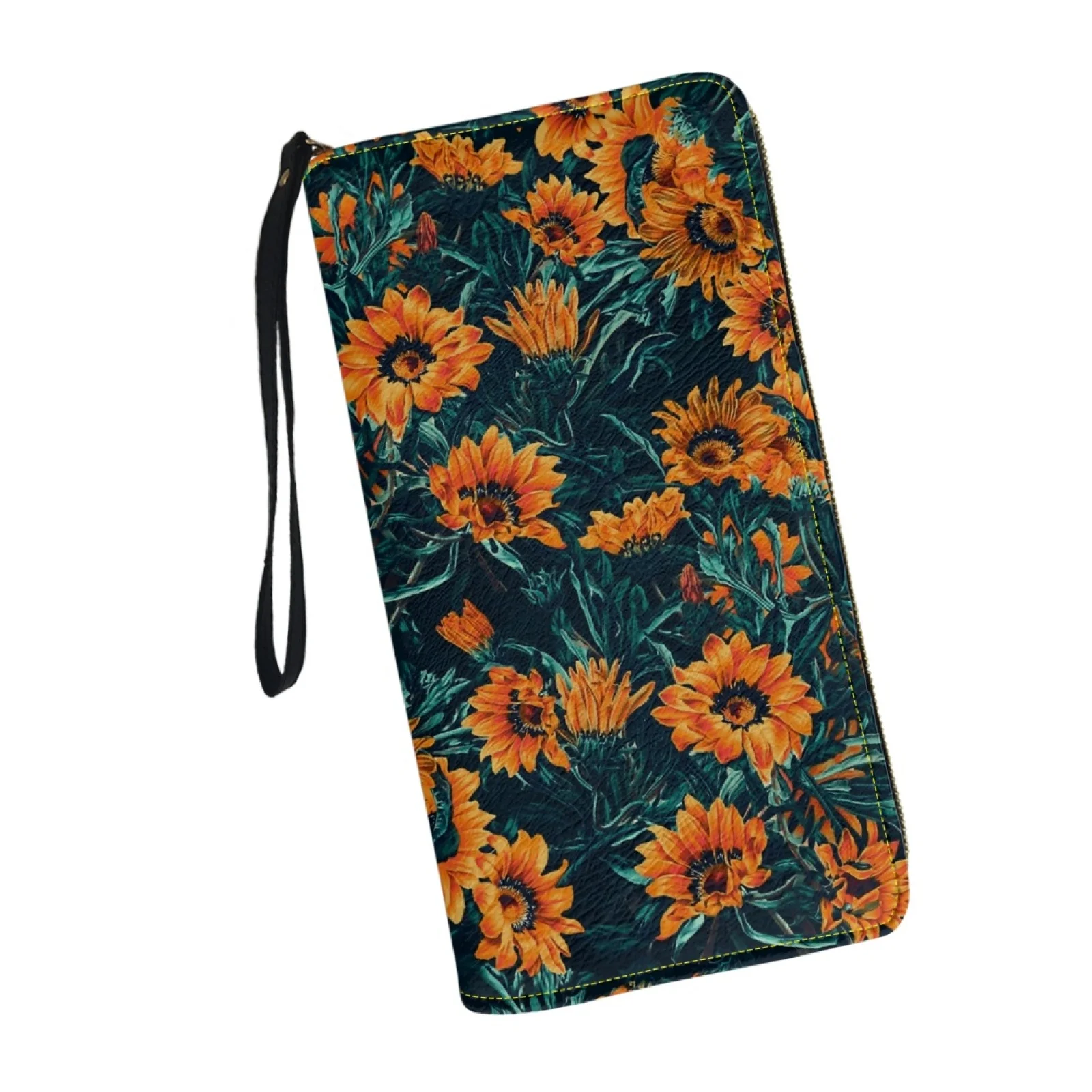 Belidome Sunflower Wristlets Wallet for Womens Leather RFID Blocking Zip Around Card Holder Organizer Travel Cluth Bags Purse