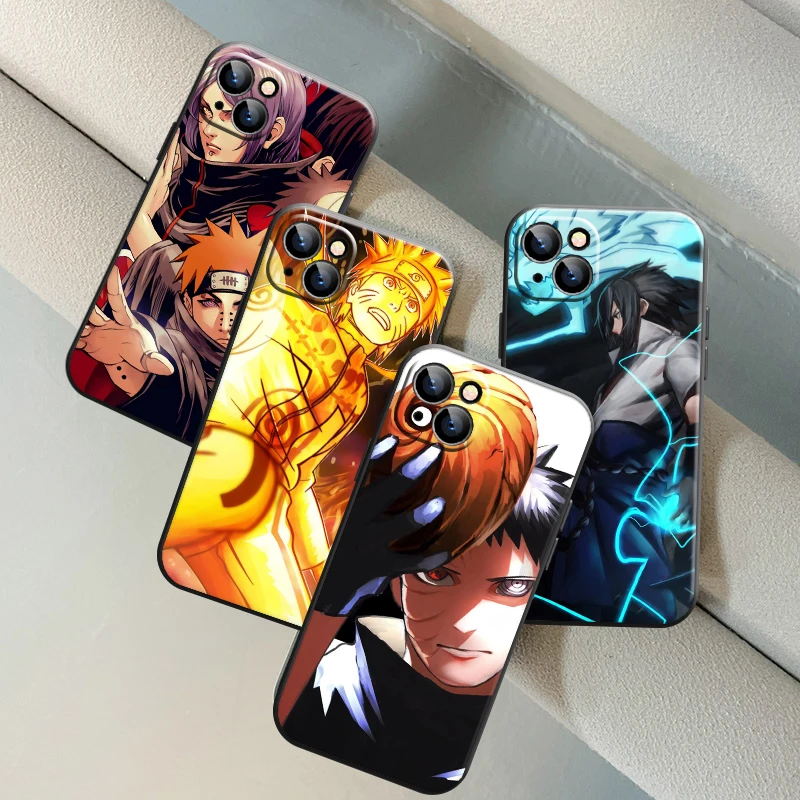 

Japan NARUTO Phone Case For Apple iPhone 13 12 11 Pro 12 13 Mini X XR XS Max SE 6 6s 7 8 Plus Silicone Cover Soft Funda Black