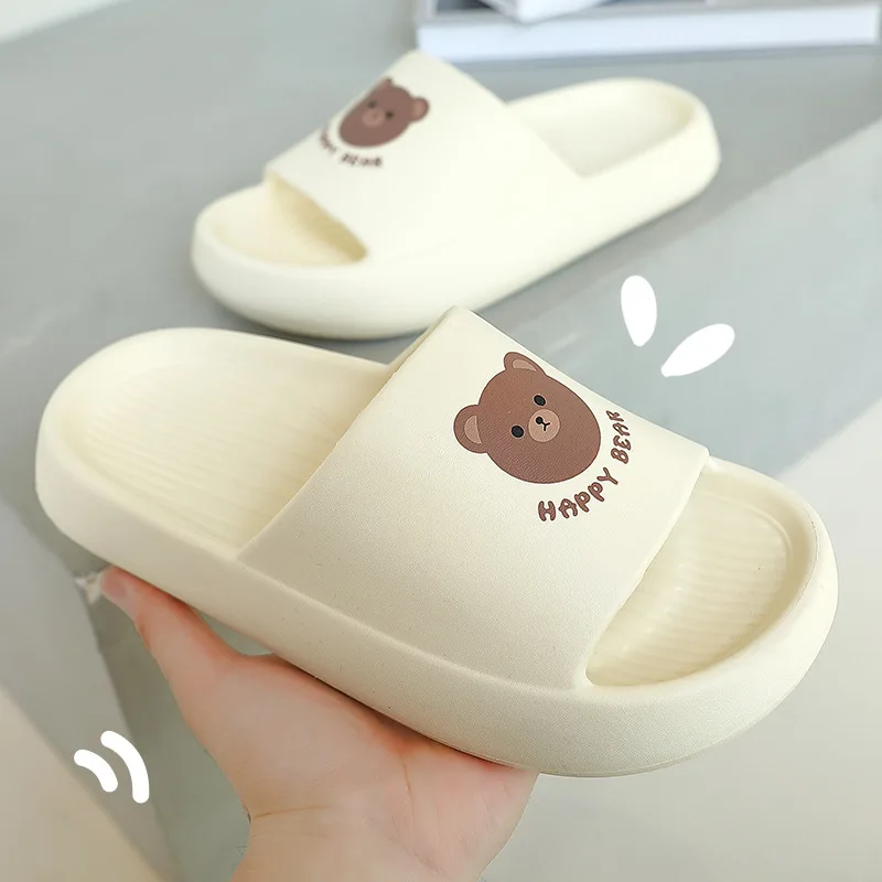 

Мужские летние шлепанцы в форме медведя, Нескользящие шлепанцы для ванной комнаты, для дома и улицы, удобные и прохладные