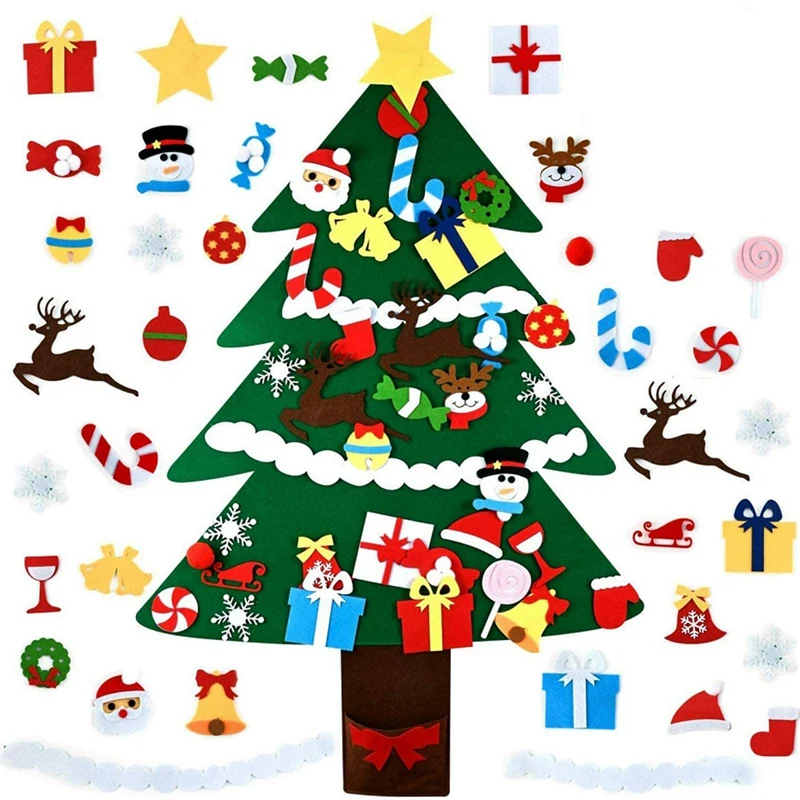 

Фетровая подвеска «сделай сам» с украшениями для детей, рождественские настенные украшения для домашней двери для малышей