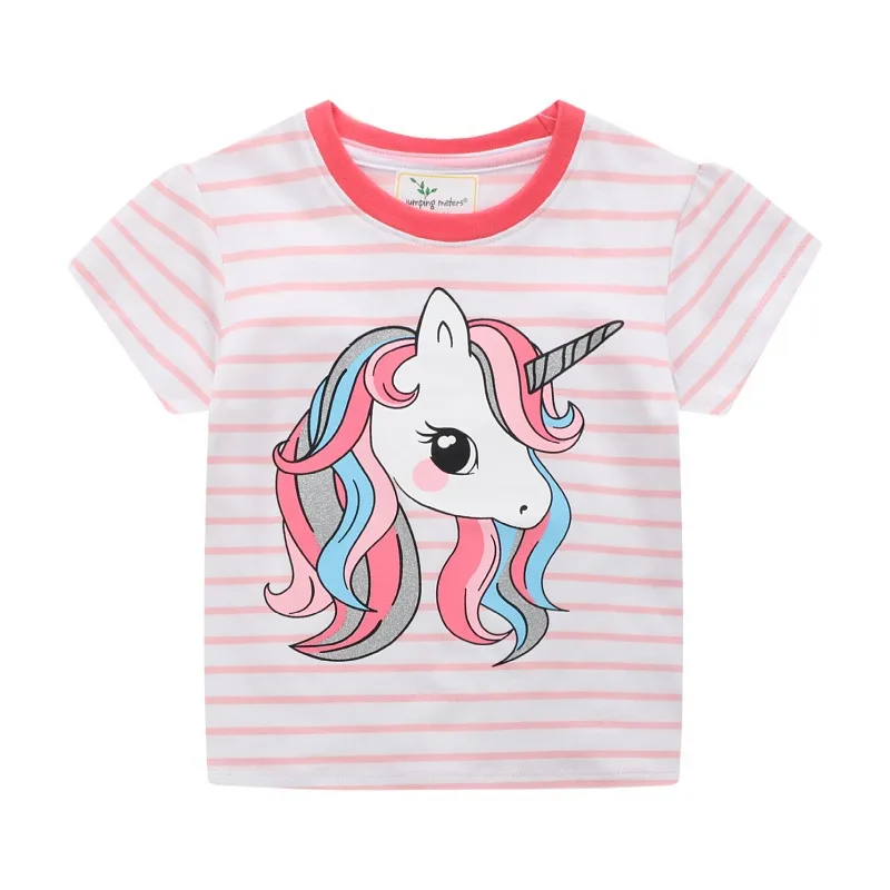 

Little maven Summer Clothes T-shirt Baby Girls Cotton Unicorn Clothes Pink New Fashion Tops Soft for Toddler Kids Girls 2-7year