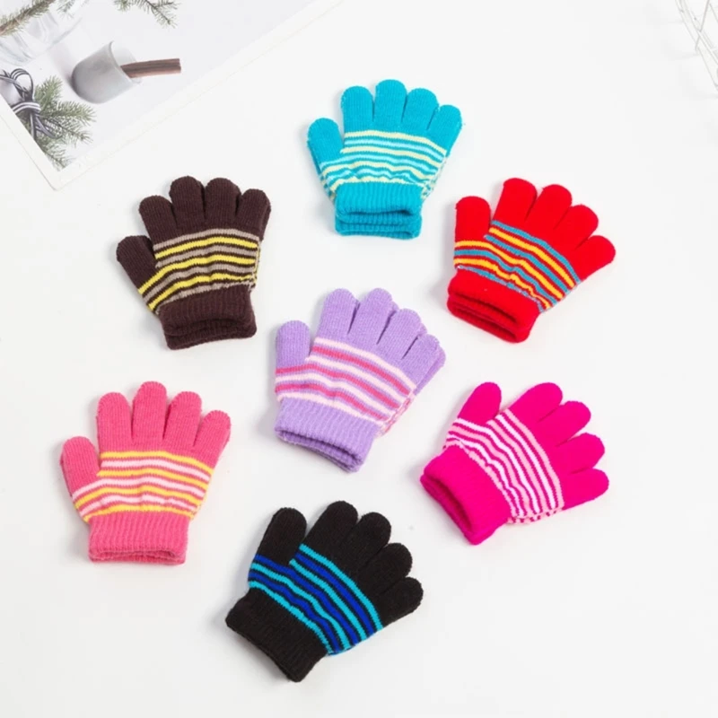 

Knitted Mittens Kids Winter Gloves Toddler Thicken Cozy Gloves Windproof Mitten Unisex Boy Girl Full Finger Gloves