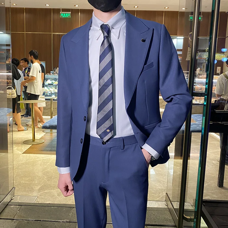 

High Quality Blazer Men's Italian Style Simple Business Elegant Fashion Casual Wedding Groomsmen Gentleman Slim Suit Jacket