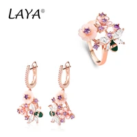 LAYA Ring And Earrings 925 Sterling Silver Shining Zircon Shell Flower Butterfly Enamel Women Bridal Wedding Luxury Jewelry