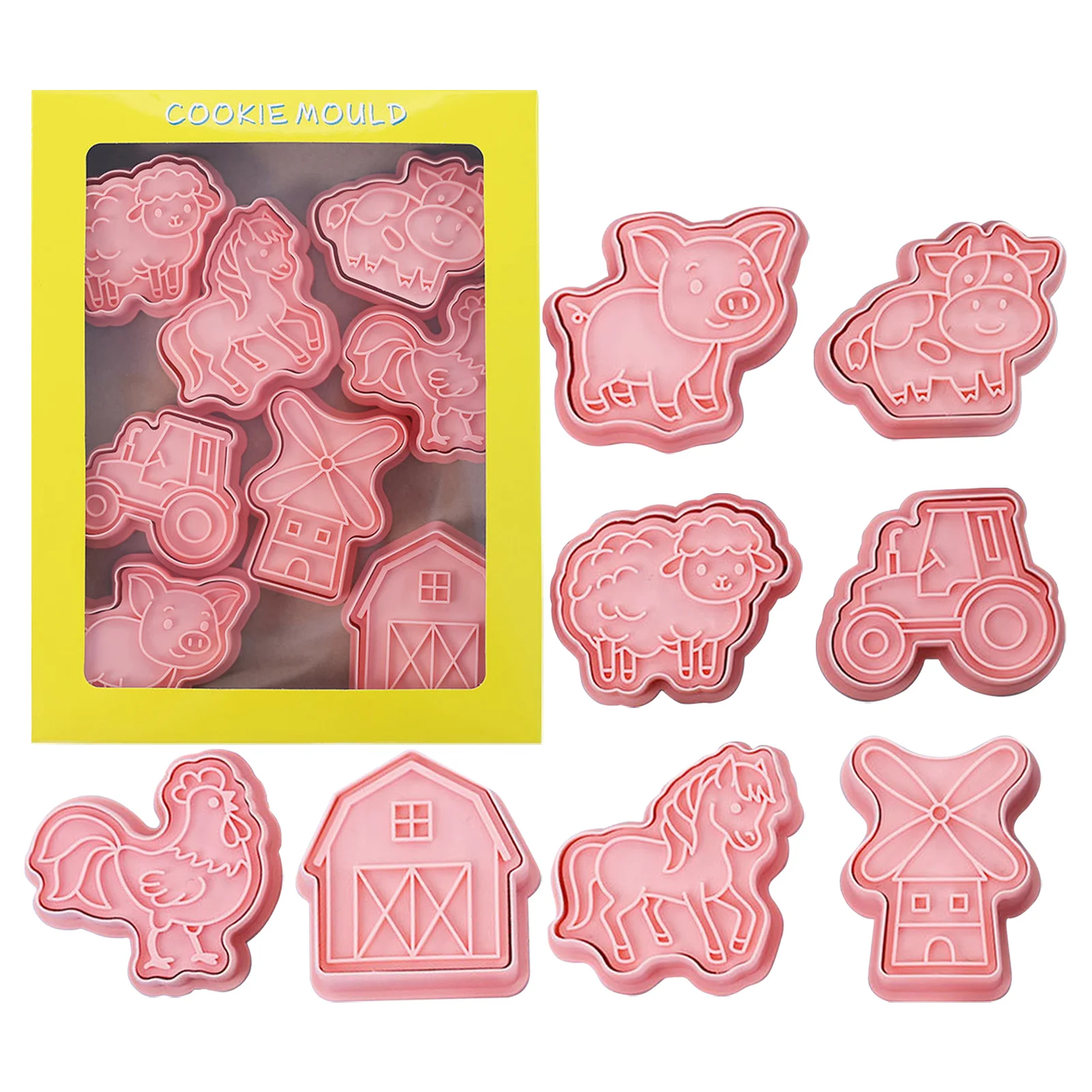 

Cookie Stamp Cutters Farmhouse Style Biscuit Cutters For Baking 8pcs Animal Shape Fondant Biscuit Pastry Cutter Stamp For Holida