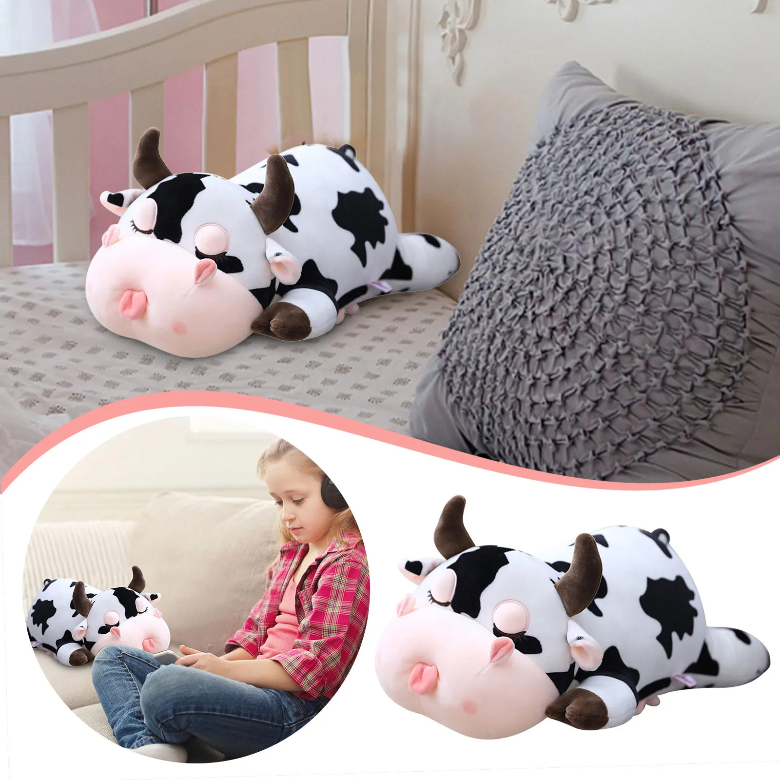 

Giant Cow Stuffed Animal Cow h Toy Soft Cow Pillow h Toys Gifts For Kids(19.6in) Big Seal h h Animal
