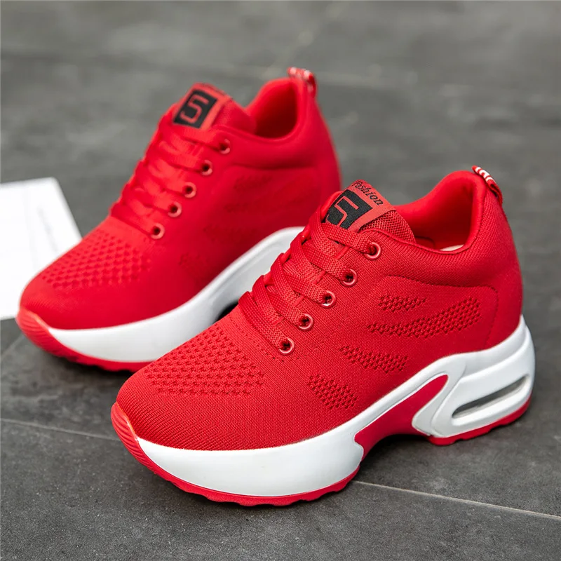Women's Platform Mesh Breathable Sneakers Womens Spring New Casual Wedge Basket Shoes Tennis Female Thick Woman Summer Trainers