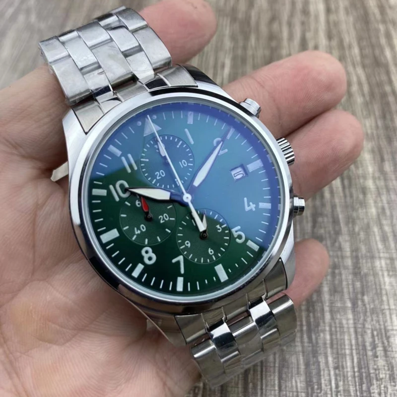 

Часы наручные мужские кварцевые с хронографом, роскошные многофункциональные светящиеся с ремешком из нержавеющей стали, t диаметр 41 мм