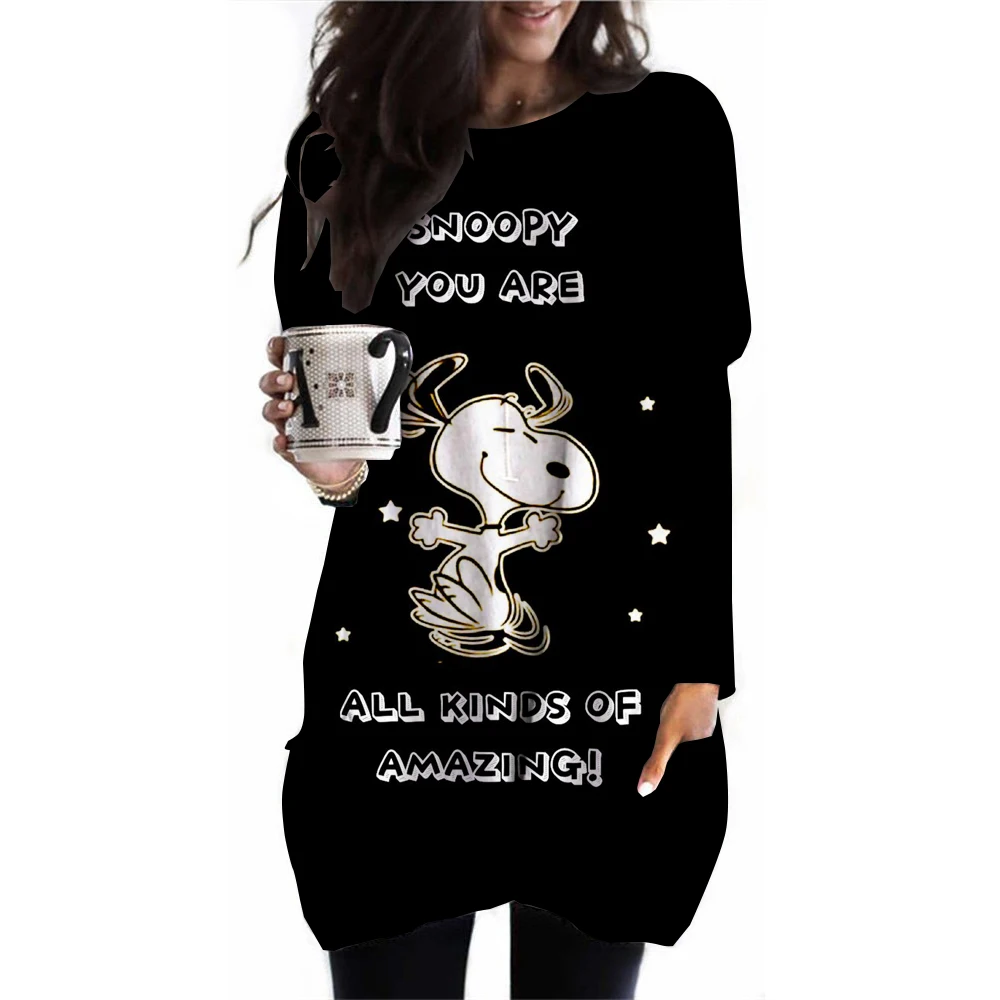 Весенне-осенняя женская футболка большого размера с длинным рукавом и круглым