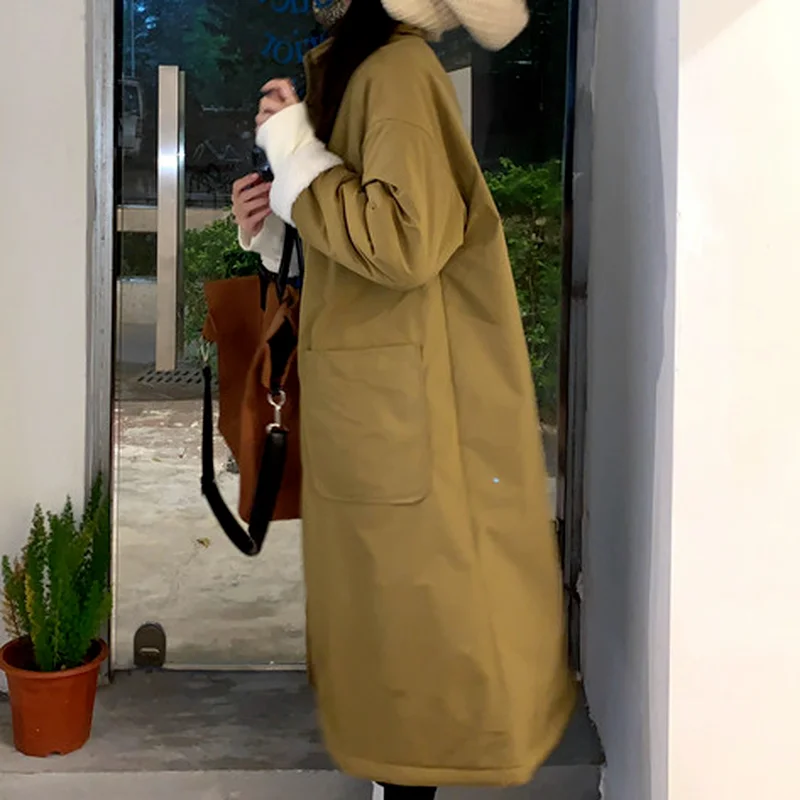 Thickened Parka Coat on Both Sides Wear Casual Long Single-breasted Cotton Jacket Women 2022 Winter New Lamb Velvet Jacket