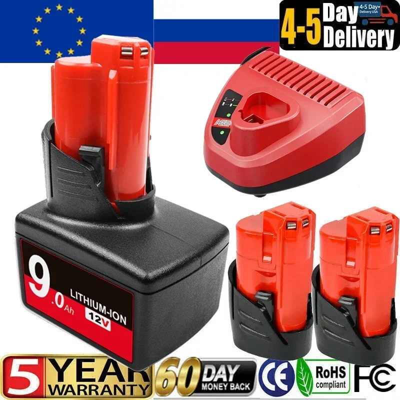 12 В 3000 мАч литий-ионный аккумулятор для Milwaukee M12 48-11-2411 48-11-2420 48-11-2401 48-11-2402