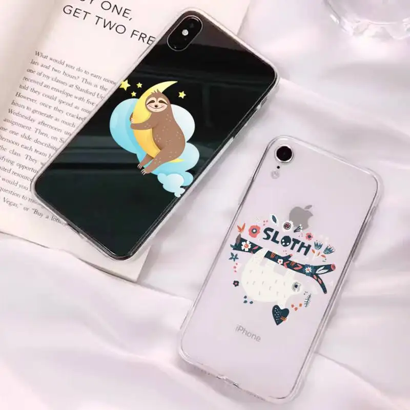 

Cute cartoon Sloth Phone Case for iPhone 11 12 13 mini pro XS MAX 8 7 6 6S Plus X 5S SE 2020 XR clear case
