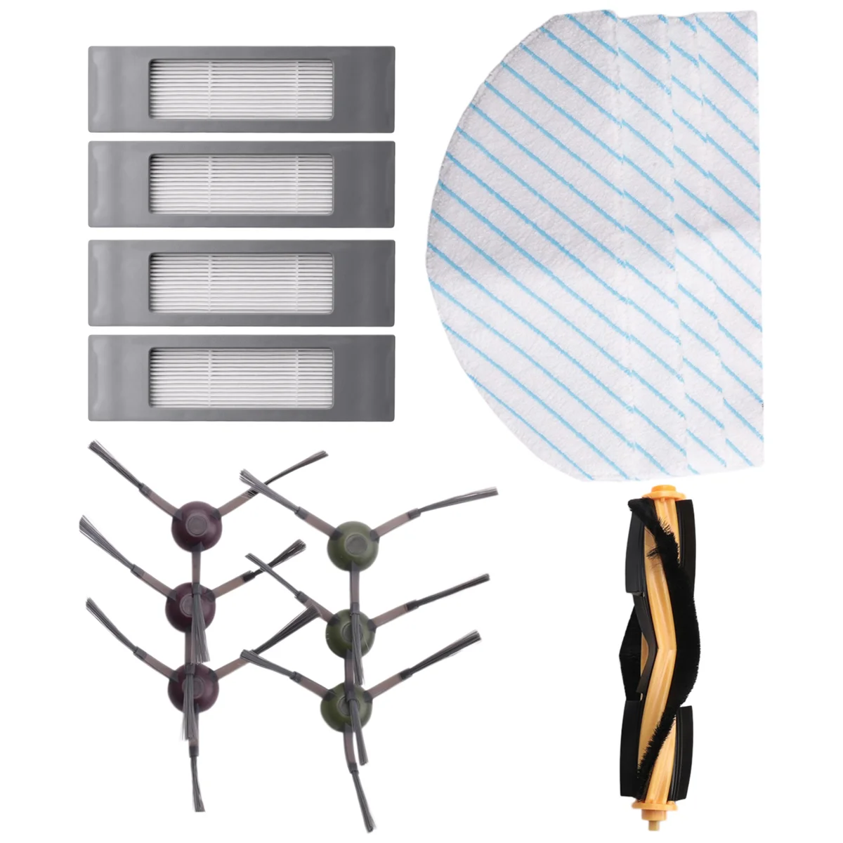 15 Аксессуаров Для Ecovacs Deebot Ozmo T9 1 основная щетка 6 боковых щеток 4 фильтра салфетки