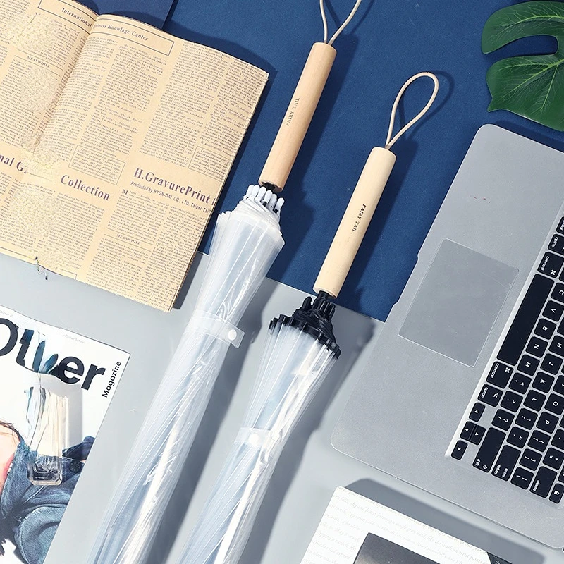 

Automatic Umbrella Wind Resistant Umbrella 16 Bone Straight Rod Long Handle Transparent Double Thickened Transparent Rain Gear