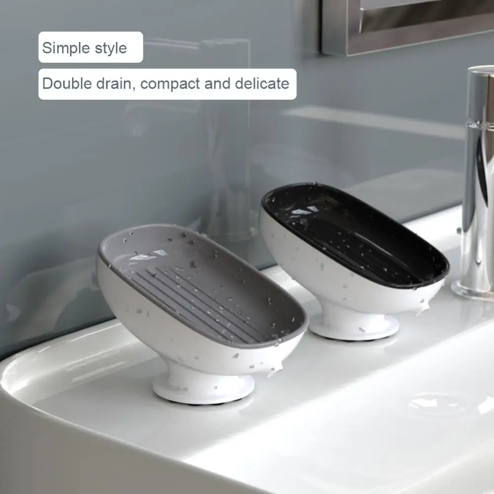 

Plastic Soap Tray Super Suction Cup Soap Dish Soap Box Drain Holder For Kitchen Bathroom Accessories Bathroom Soap Stand