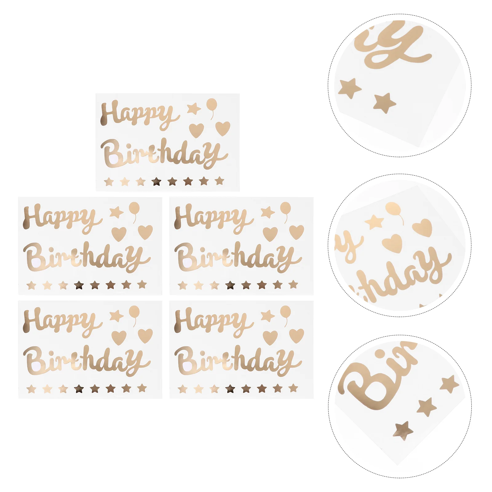 

5 Pcs Happy Birthday Stickers Party Props Clear Ballons Decorative Balloon Letter Balloons Decals Applique For kids
