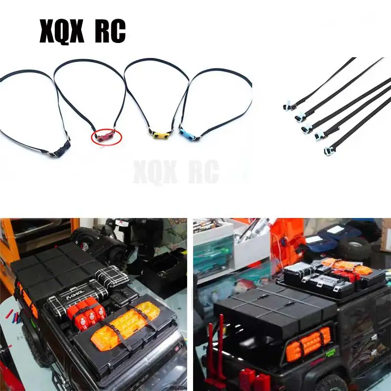 

5pcs Roof Rack Rope/Luggage Cord Straps Buckle 300MM for 1/8 1/10 RC Crawler Car Axial SCX10 TRX4 TRX6 YK4102 RGT 86100 Decorate