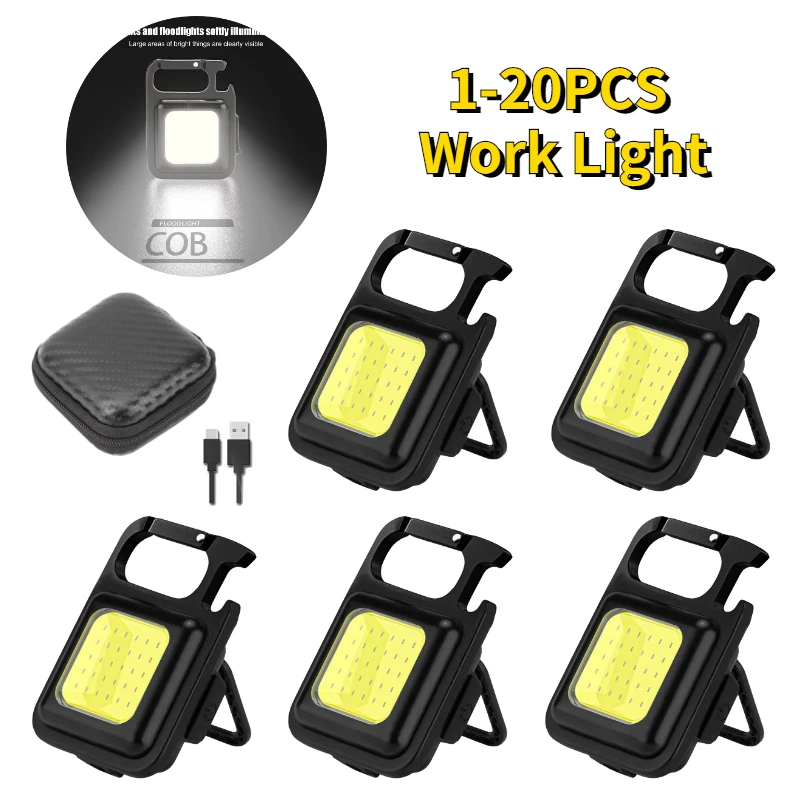 

Портативный карманный светодиодный мини-фонарик, рабочий светильник с брелоком и зарядкой от USB, штопор, уличный фонарь для кемпинга и работ...