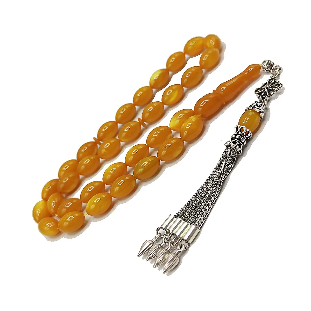 

Turkish Handmade 8*12 mm Yellow Cateline Muslim Amber Rosary Bakelite Tasbih Misbaha Subha Tesbih Islamic Express Shipping