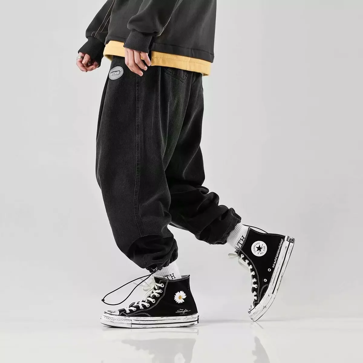 New2022 jeans Cargo Pants Streetwear Hip Hop Cargo Pants Cotton Denim Trousers Casual Elastic Men Baggy Harem Jean Trousers